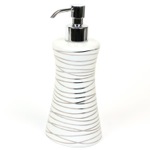 Gedy 3981-73 Grey and Silver Finish Ceramic Round Soap Dispenser with Chrome Hand Pump